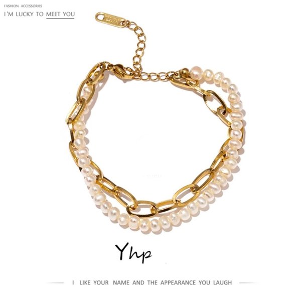 New 18K Gold Natural Pearls Double Layer Bracelet - Picture 5 of 11